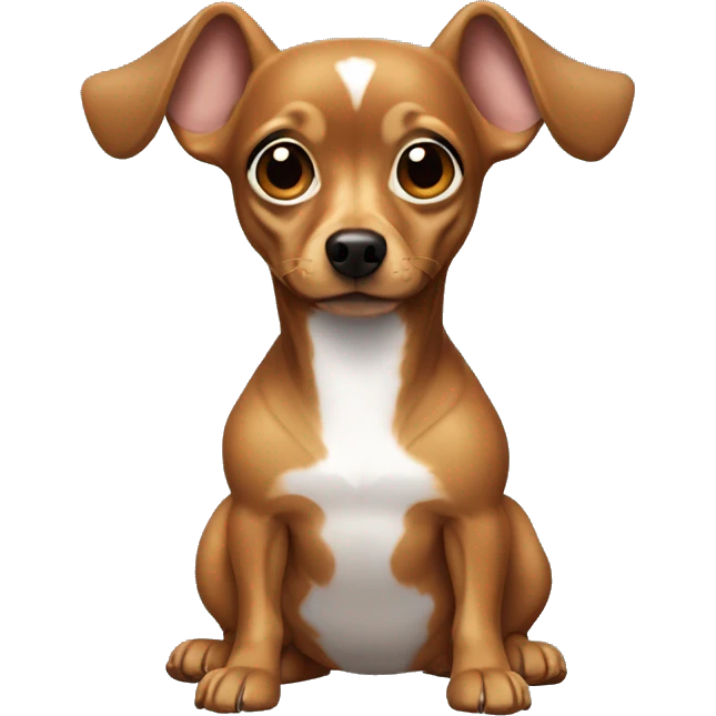 brown chiweenie with small ears in ghost costume emoji