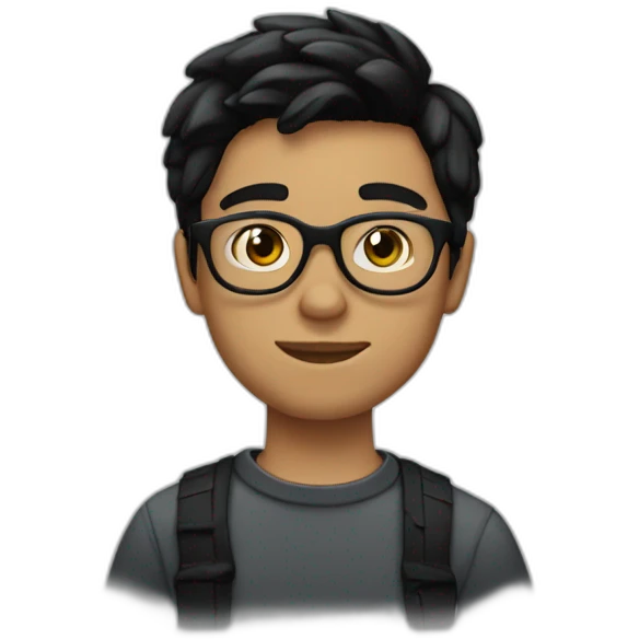 20 year old white boy with round glasses and straight black hair emoji
