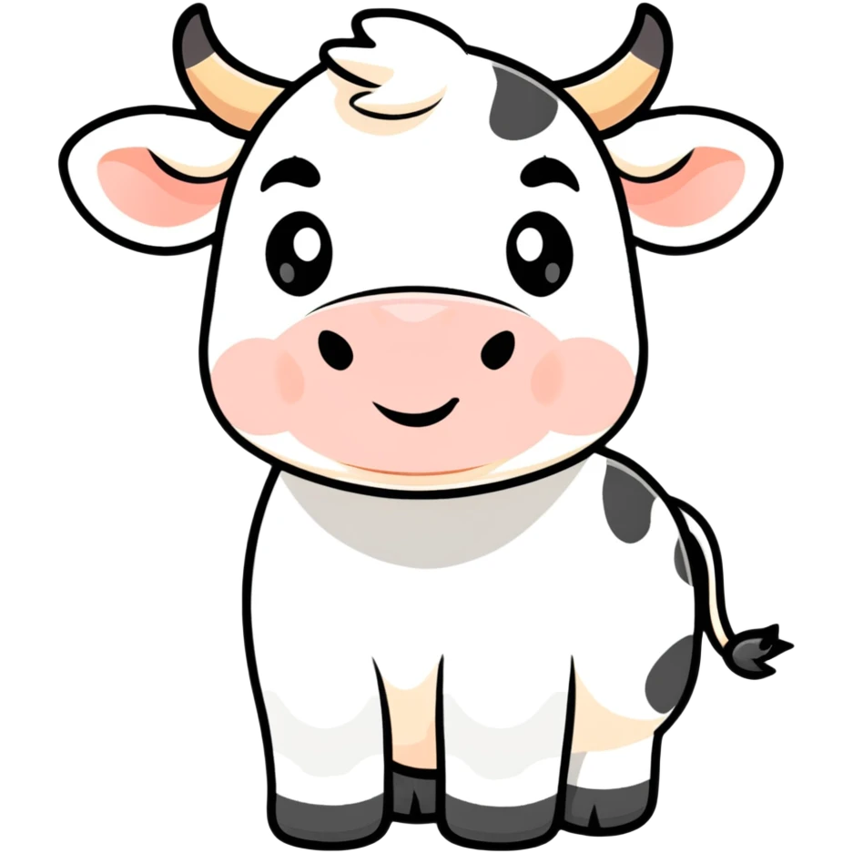 White cow with adorable expression, cute face that makes you say awww emoji