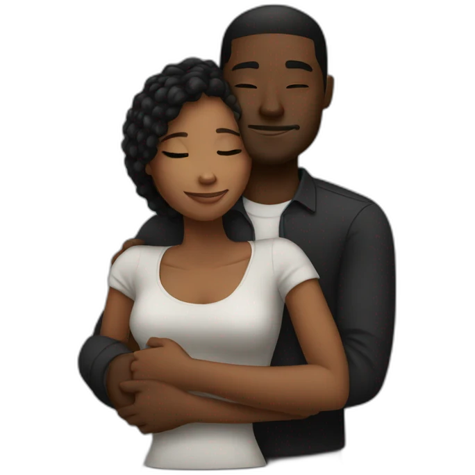 A black couple hugging emoji