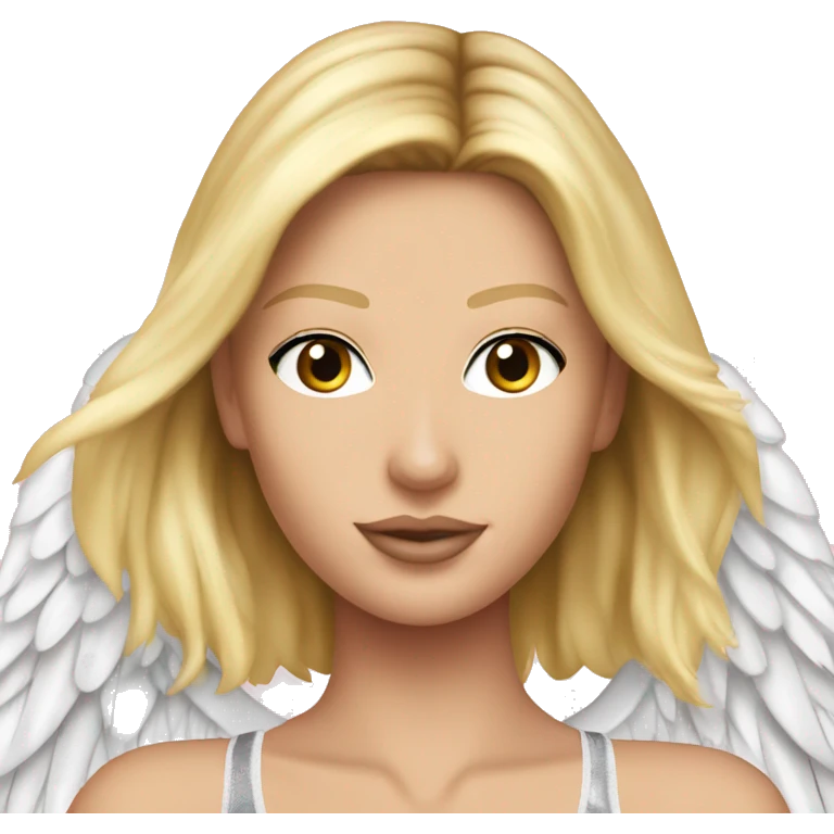 Victoria's Secret model, Caucasian, blonde, with wings emoji