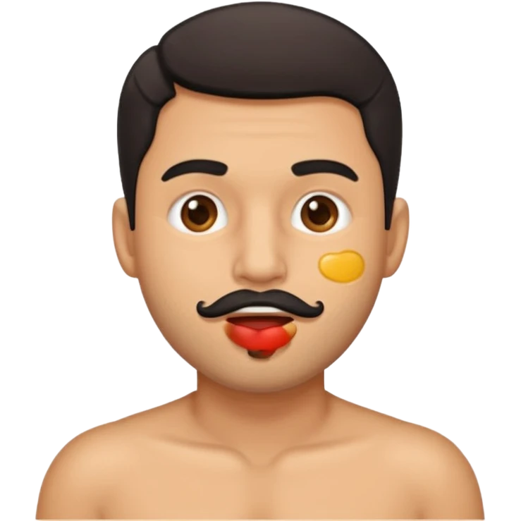 Latin man with cum on cheek mouth and chest emoji