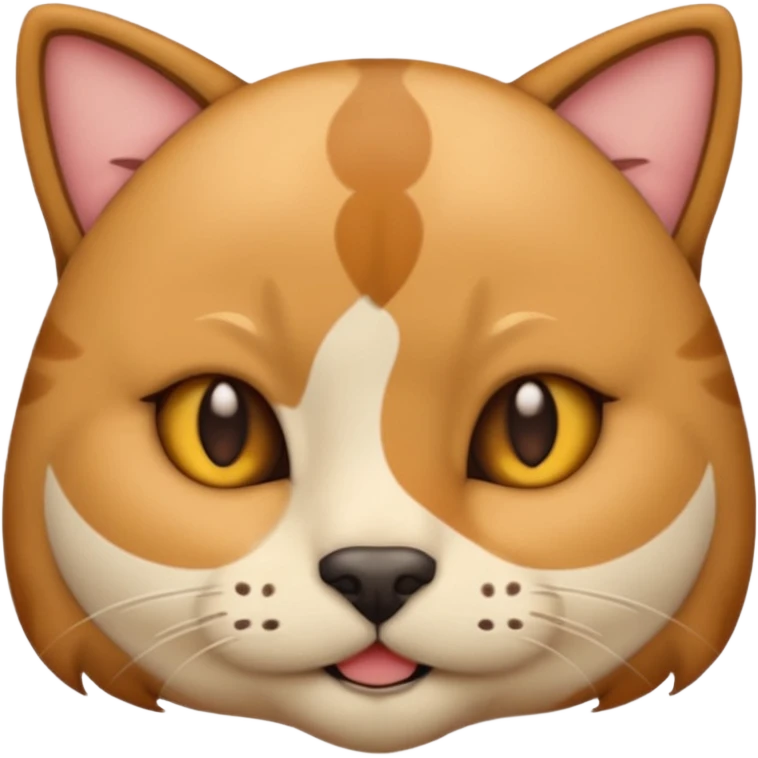 emoji of a face split in two, one side cat, one side dog, distinct features, friendly look emoji