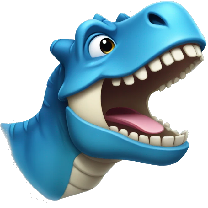 blue whatsapp dinosaur laughing emoji