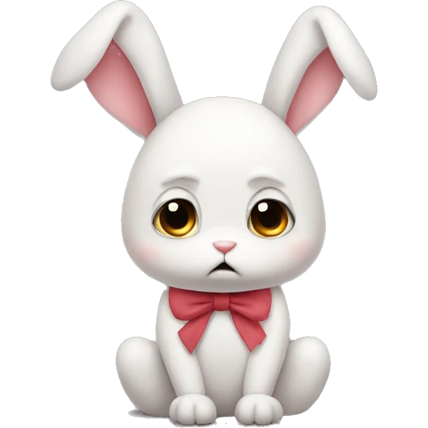 sad rabbit sad big eyes with a head bow emoji