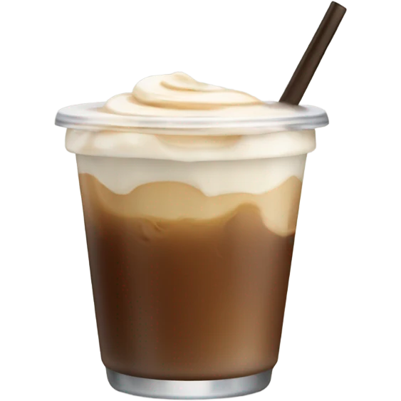 Small glass cup of iced coffee with cream just added emoji