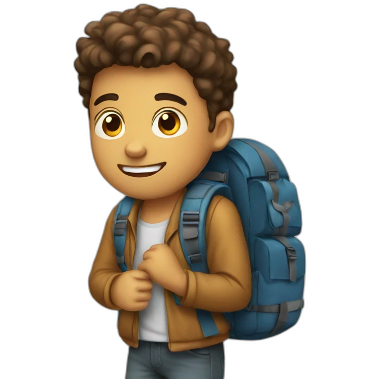 young guy with backpack emoji