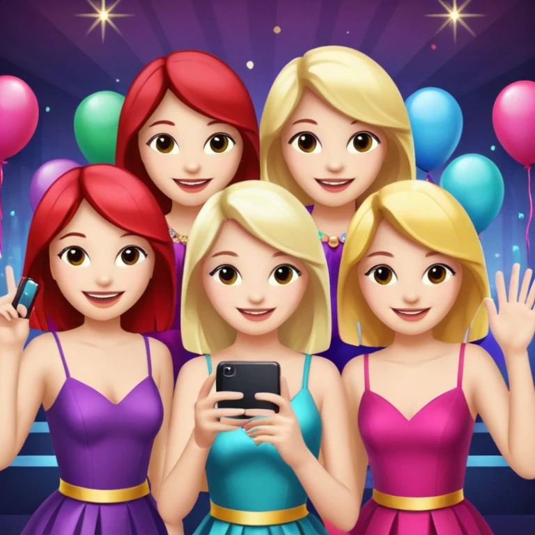 girls taking photo in club background emoji