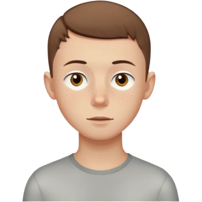 a skinny pale boy with very short buzzcut brown hair and a bit of freckles emoji