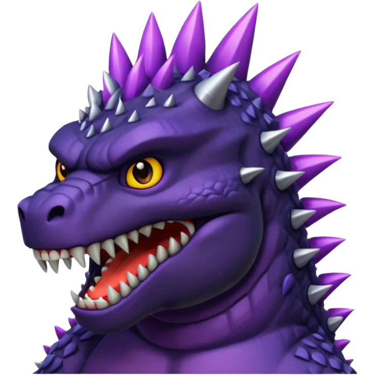 Godzilla black, purple spikes emoji
