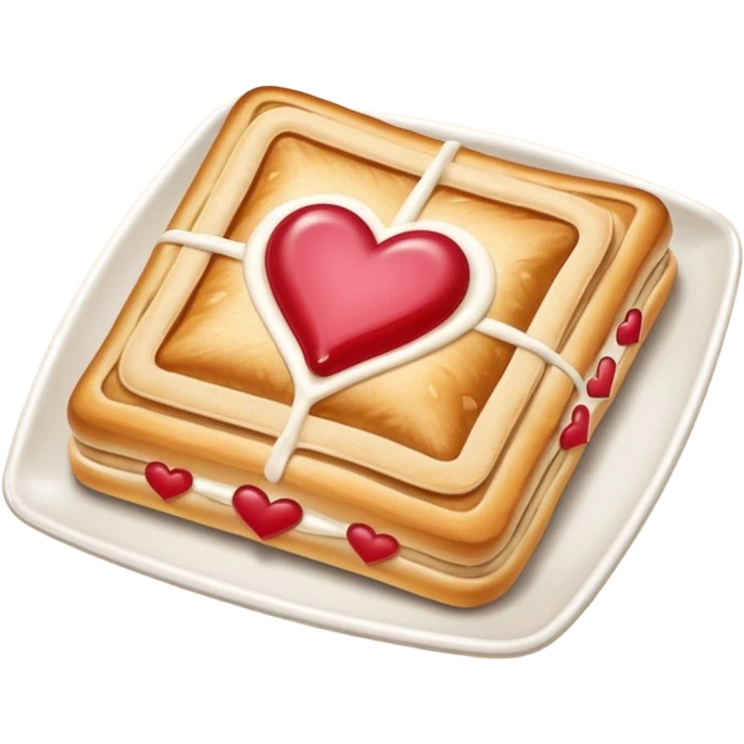 Toaster strudel pastry with hearts emoji