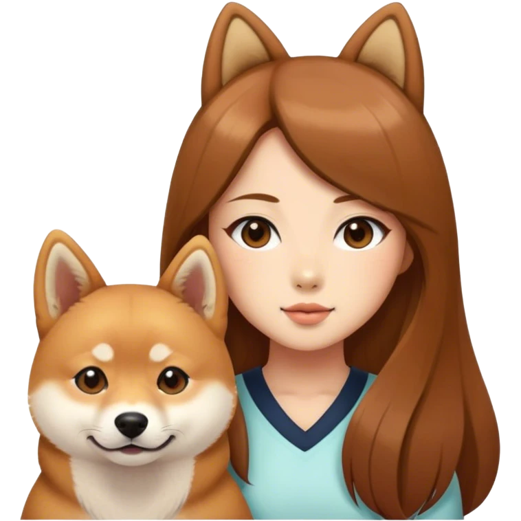 girl long brown hair with a Shiba Inu emoji