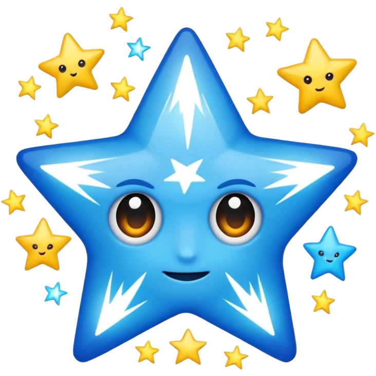 Rayos, centellas y estrellas en color azul con expresiones de furia emoji