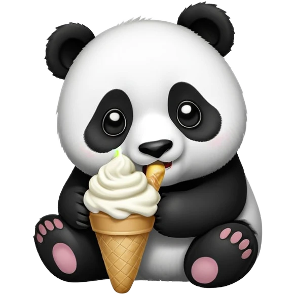 Panda eating ice cream emoji