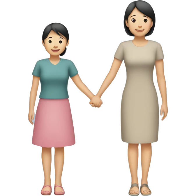 asian mother and daughter holding hands emoji