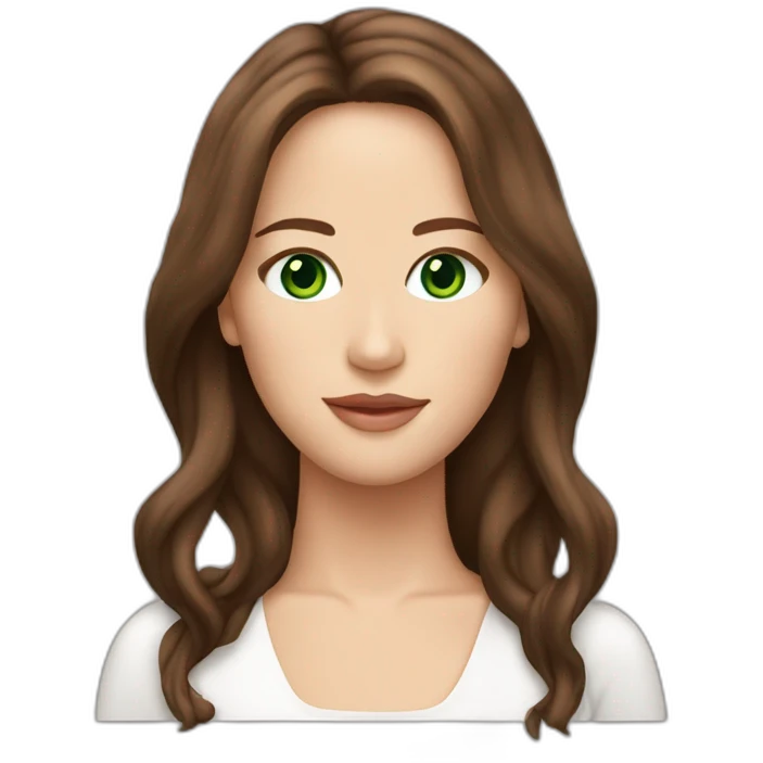 Jennifer Lawrence with Green eyes and long chocolate hair emoji