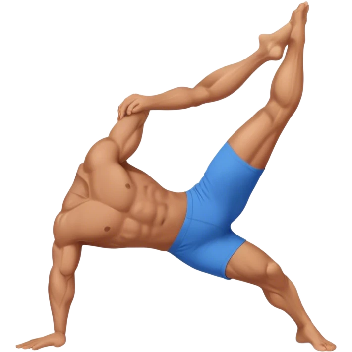 jacked man blue shorts yoga emoji