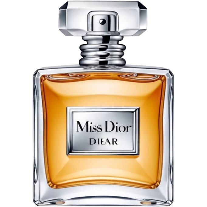 Miss Dior perfume bottle, square shape, silver cap emoji