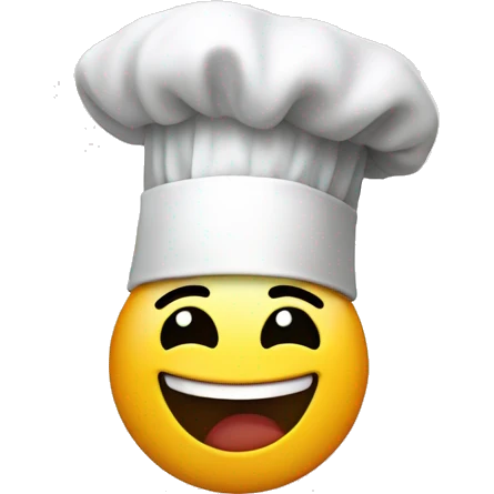 Generate an emoji face, with a chef's hat. Very friendly and happy. emoji