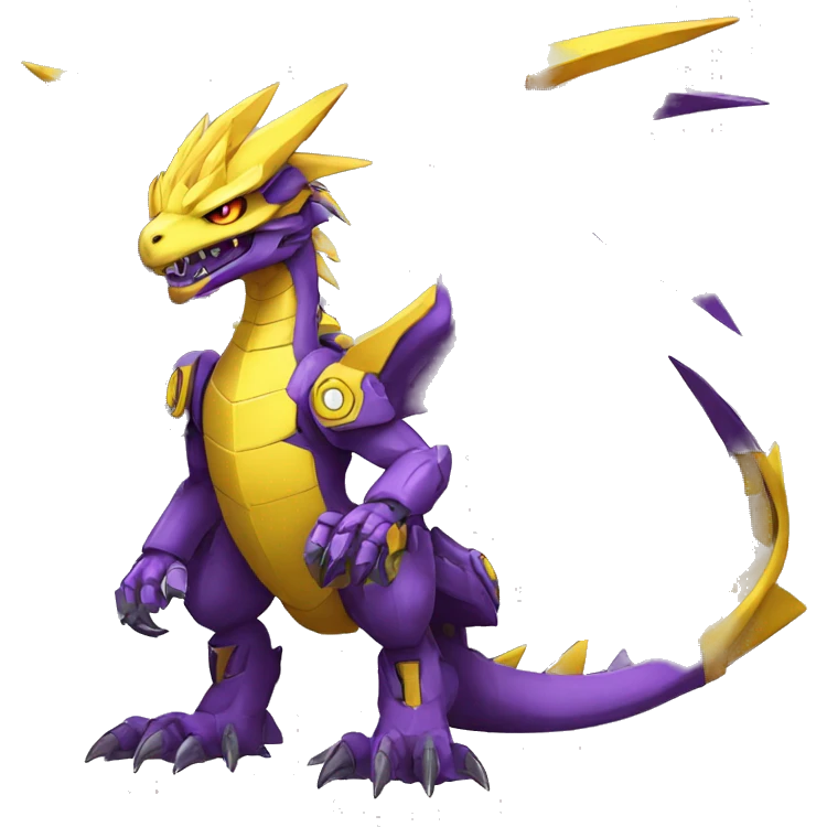  Cool Edgy Purple Yellow Digimon-Fakemon-Raptor-Dragon-Mecha full body emoji