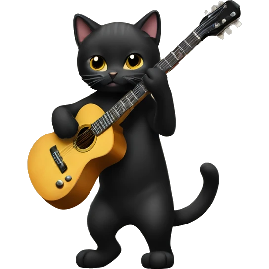 Black cat playing guitar  emoji