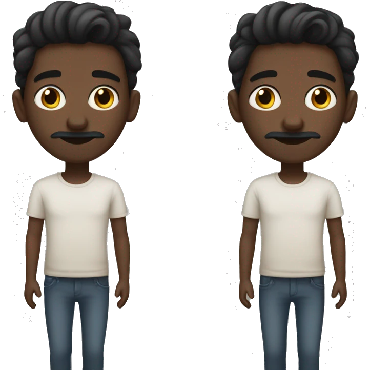 boy with broad nose, dark brown skin blck hair , little mustache broad face emoji