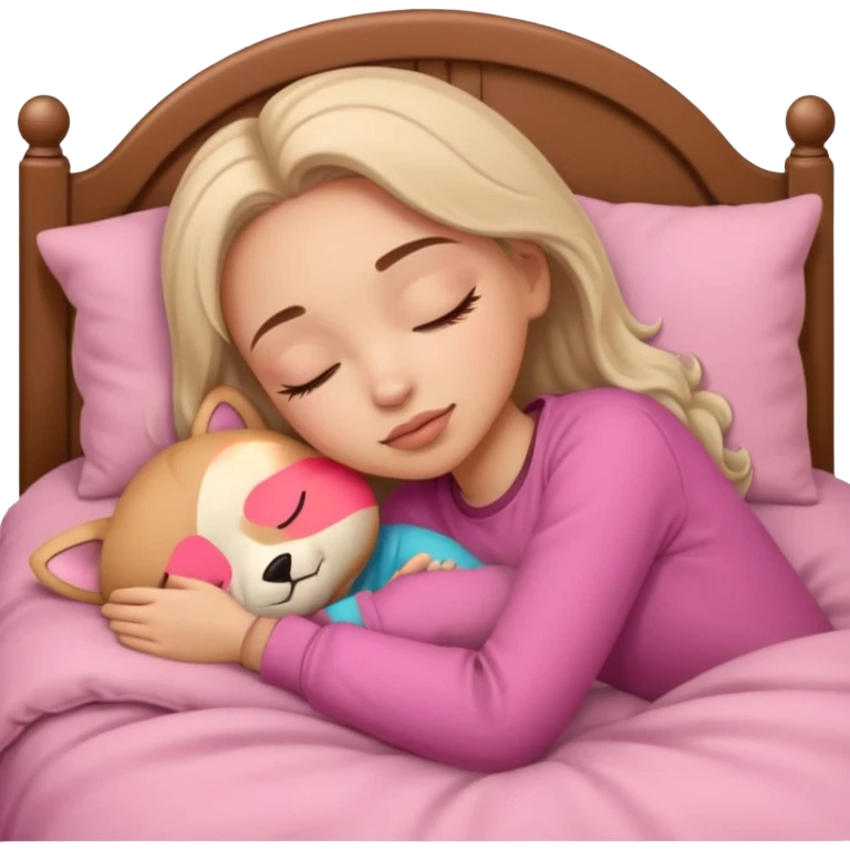 single-girl-in-brown-cozy-pink-bed-sleeping-pretty-eyelashes-light-skin emoji