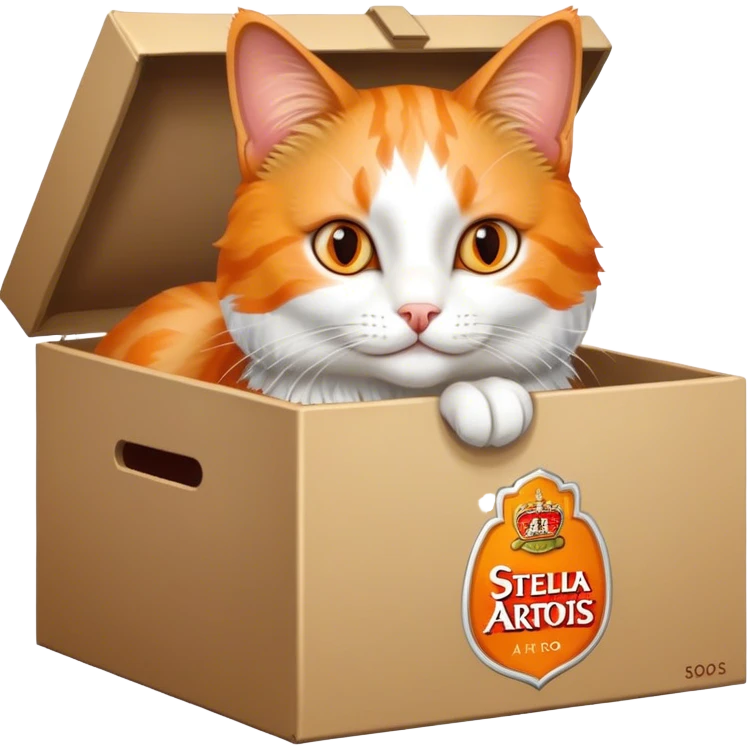 Cat inside a box of Stella Artois emoji
