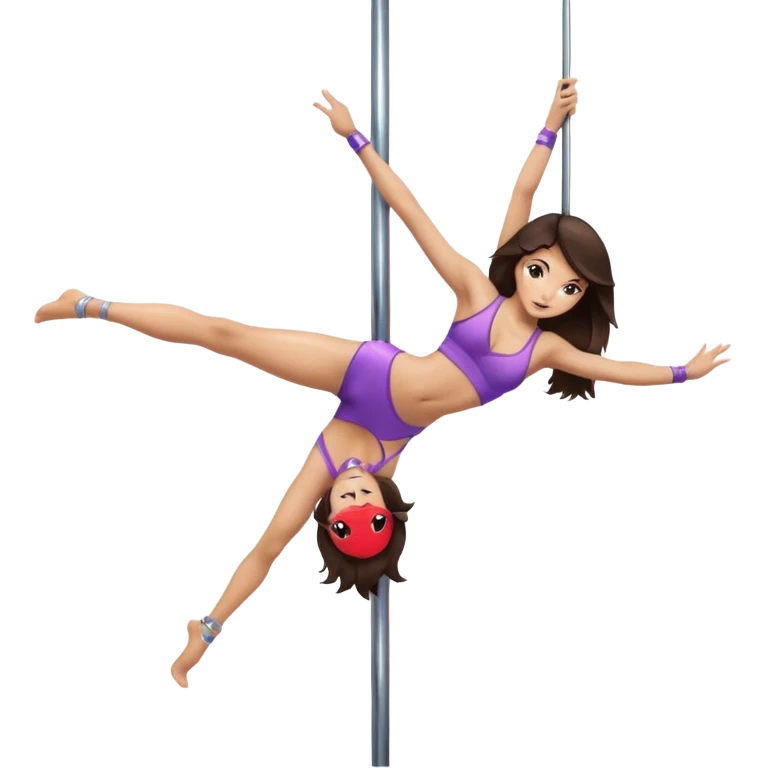 Brunette pole dance Light skin emoji
