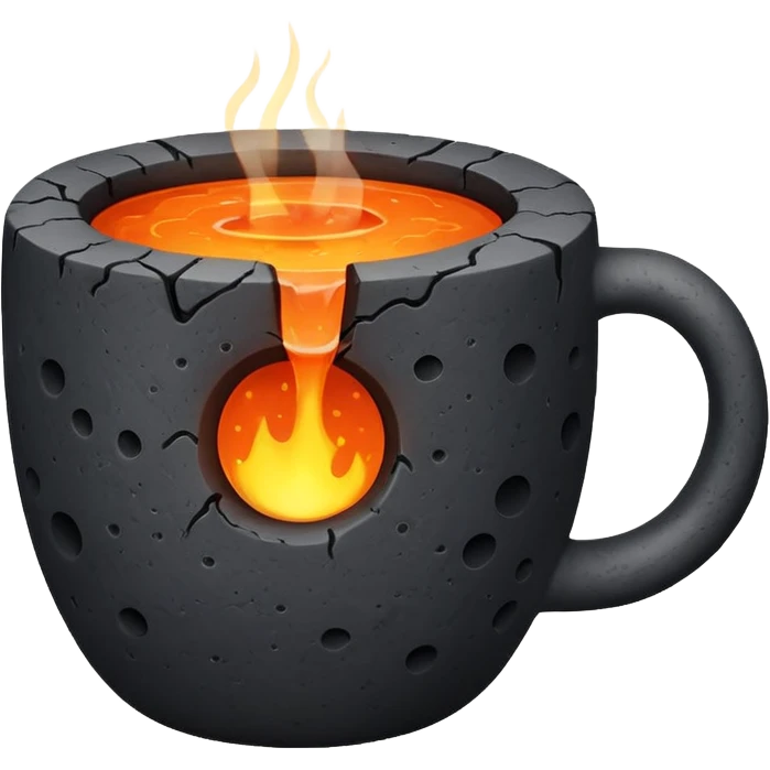 a cup with a single round lava stone with glowing cracks for perfuming the ambient emoji