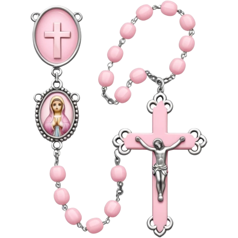 Beautiful dainty baby pink catholic rosary emoji