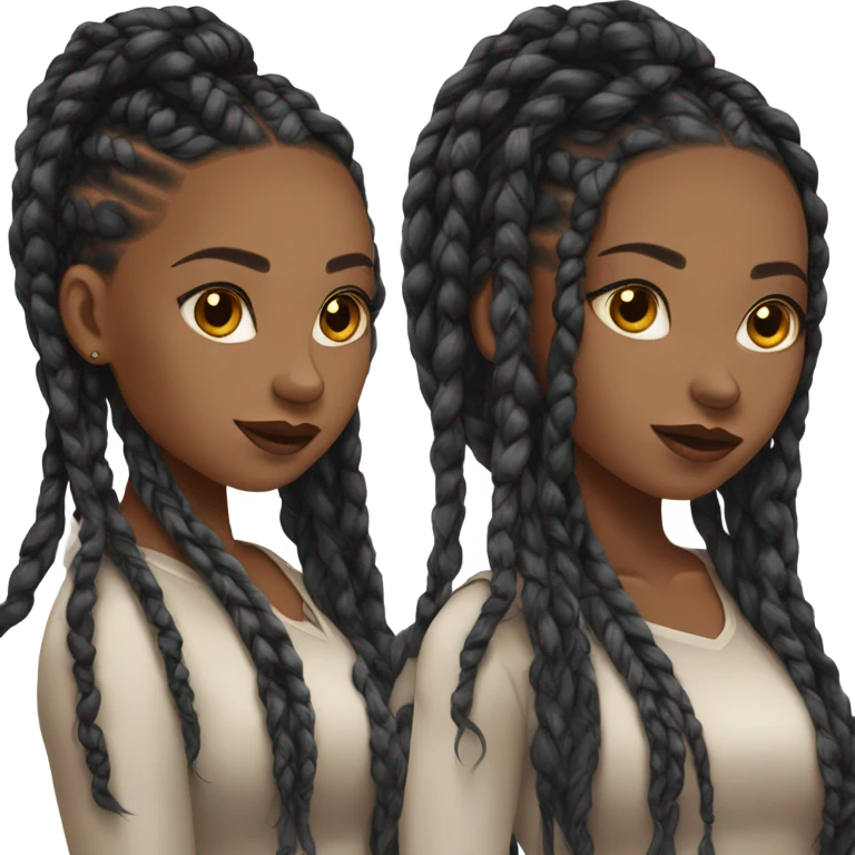 black woman with black down braids and top emoji