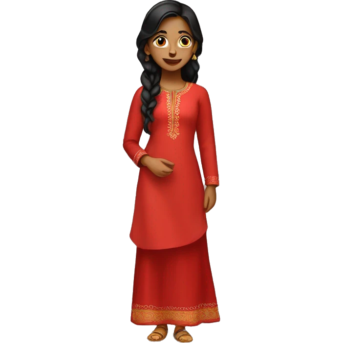 Girl Indian in red traditional kurthi  emoji