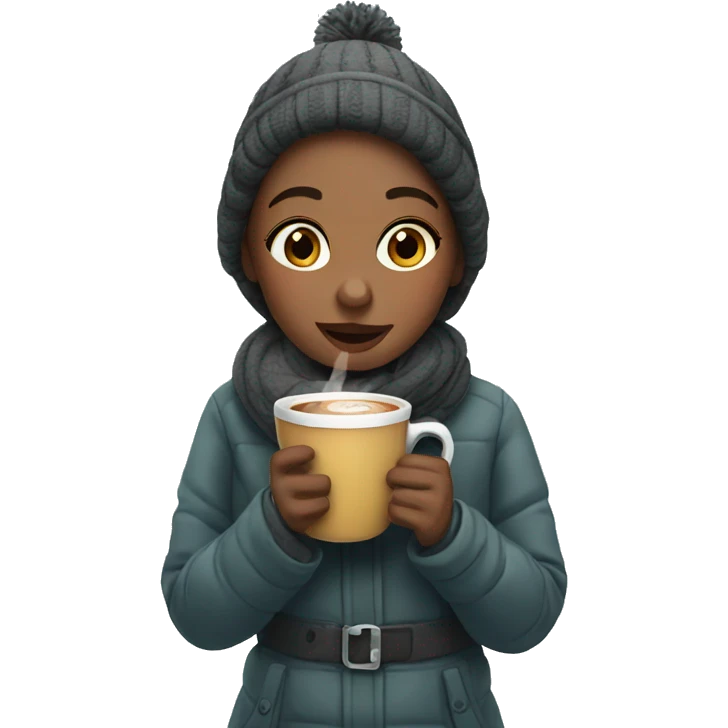 girl drinking coffe in the snow emoji