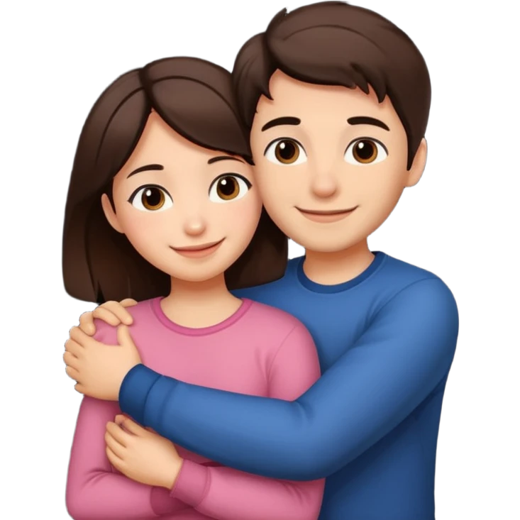 Girl and boy couple Both peach skin and darkish brown hair hugging emoji dont make them look forward emoji