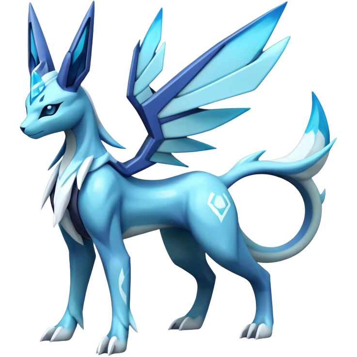 Futuristic Glaceon-dialga-suicune-hybrid, full body emoji