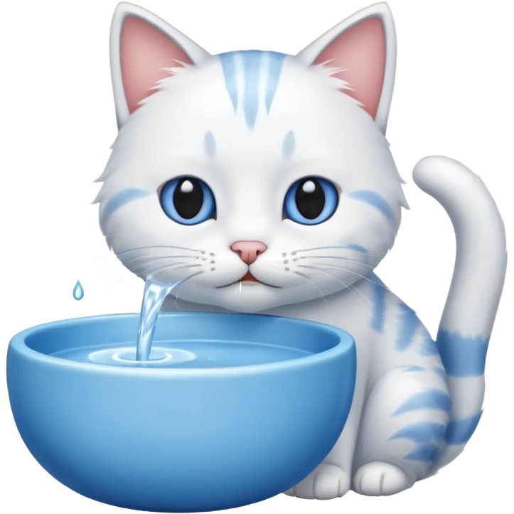 a cat drinks water from a bowl emoji