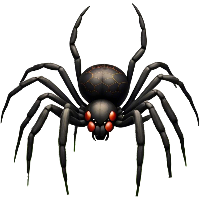 Huge spider sitting on grass with flowers, surrounded by a lush meadow. Detailed eight legs and body, with soft natural lighting enhancing its texture. Calm, serene background with vibrant greenery and a clear sky. Transparent background. emoji