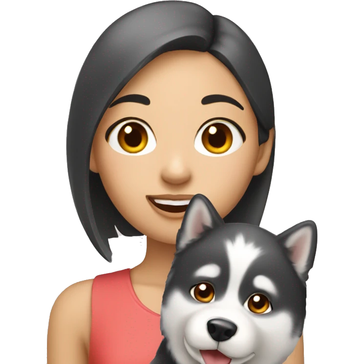 Asian Girl with husky dog emoji