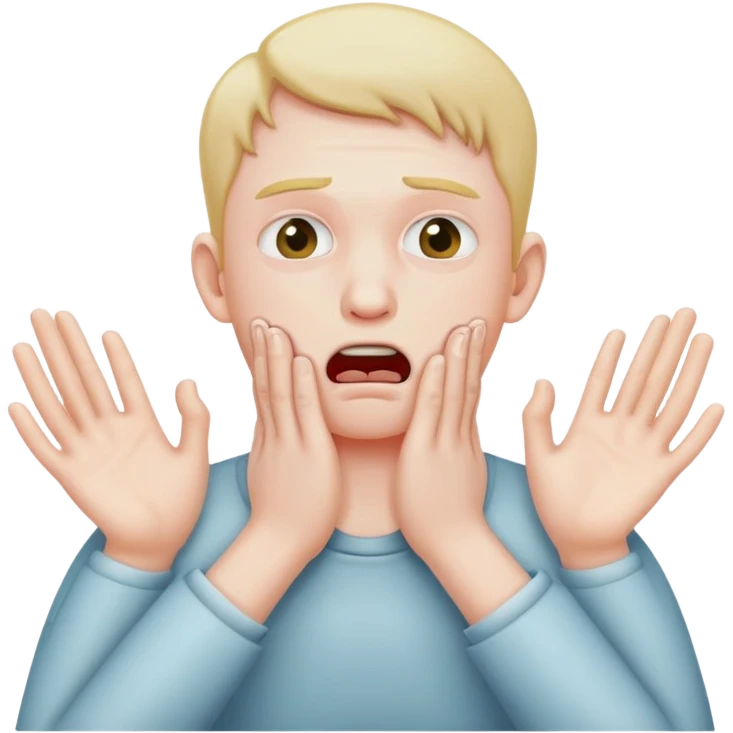 person choking themselves with two hands ￼ emoji