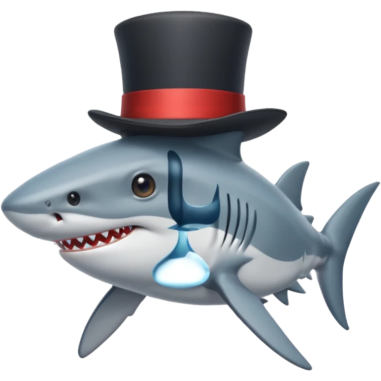 Shark with a top hat emoji