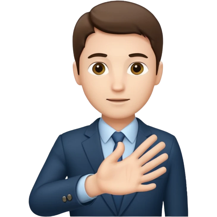 The businessman extends his hand to the side, as if he is about to take something. emoji