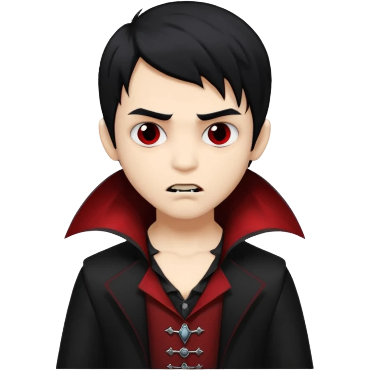 Boy, Vampire, Black Hair, medium long, emo, dark, spooky, brown skin emoji