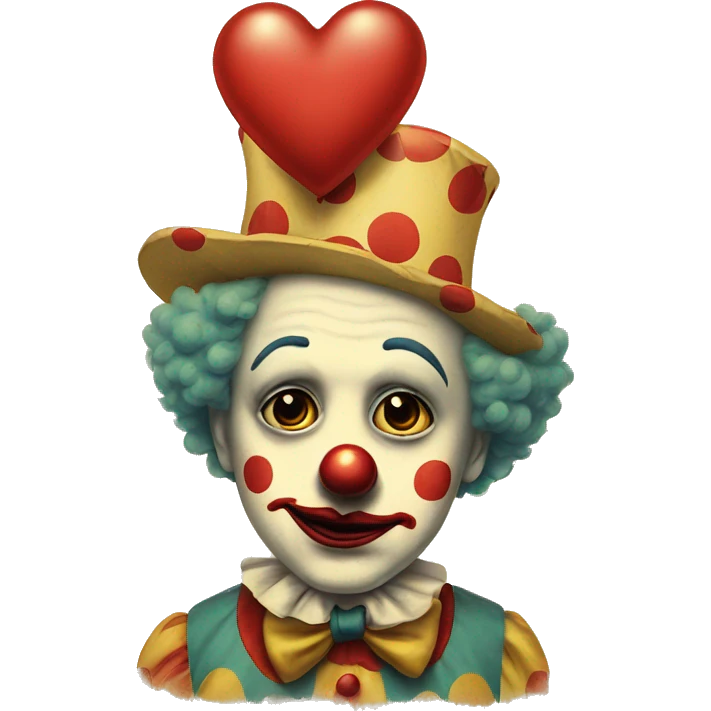 Sad clown heart vintage  emoji
