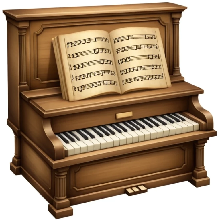 emoji de partitura musical antiga sobre mesa de madeira nobre, ambiente de mansão, vibe old money emoji