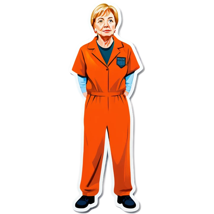Governor Janet Mills arrested Behind Bars In an Orange Jumpsuit make her more realistic and scared without the mask emoji