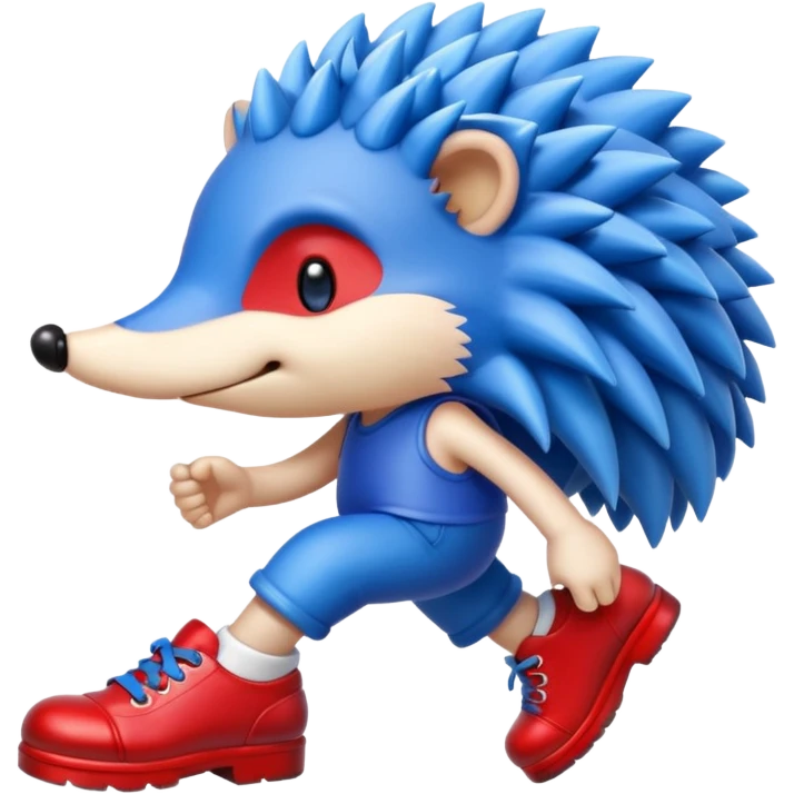 Blue hedgehog wearing red shoes emoji