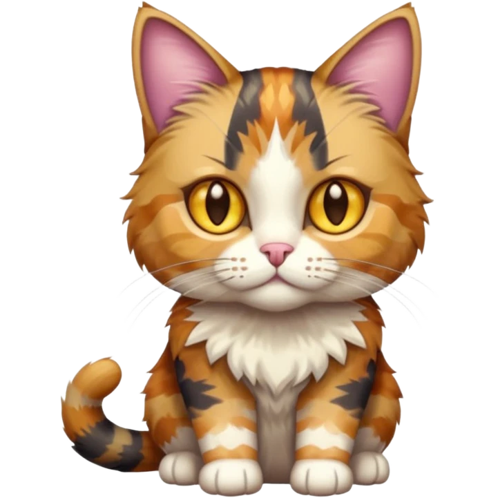 full body colourful light patched calico tabby cat with hazel eyes emoji