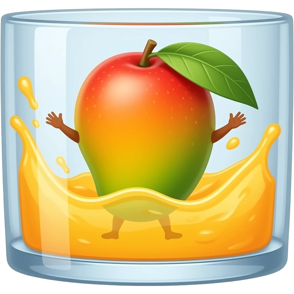 Mango dance with juices in glass with out any people pic emoji