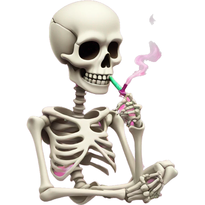 Cute skeleton smoking pink colored hookah  emoji